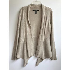 Beige Asymmetrical Ribbed Cardigan Sweater S M